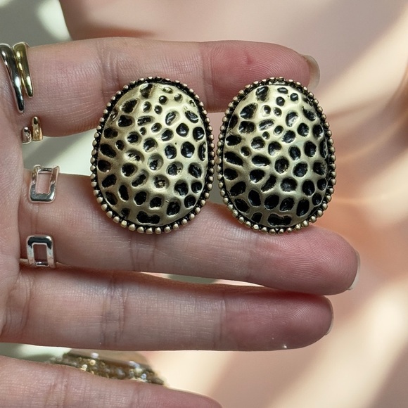 Gold and Black Leopard Pattern Earrings - Picture 6 of 6